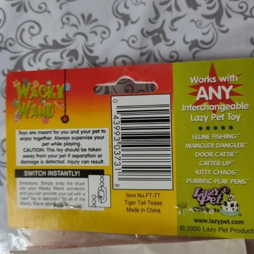 Lot of 3 Lazy Pet Interactive Tail Tease Cat Toy Orange, Green, & Brown
